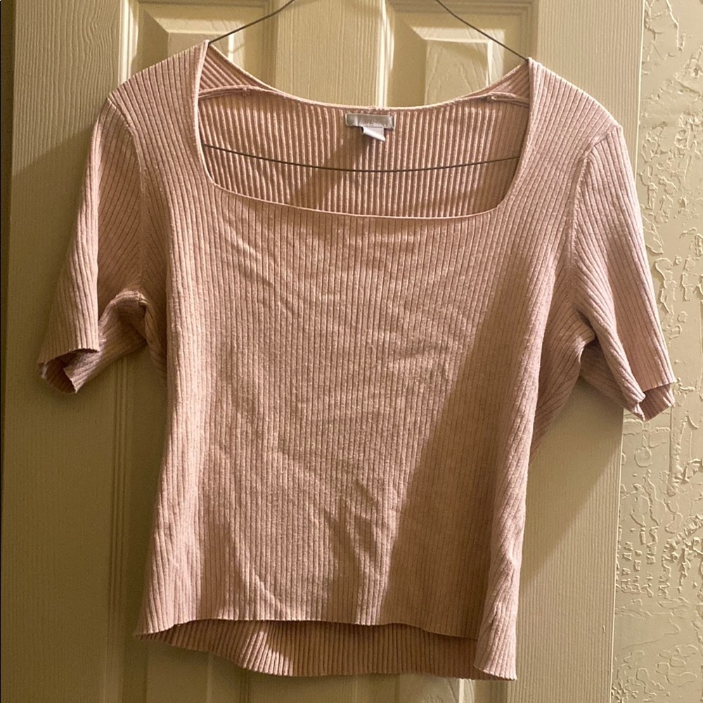 Women's Pink Ribbed Top - Picture 2 of 5
